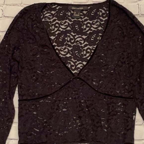 EUC REVAMPED LACE LONG SLEEVE CROP TOP SZ LG - Picture 3 of 6